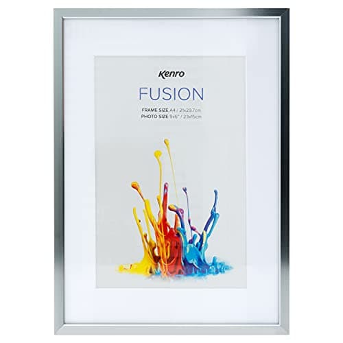 Image of Kenro Fusion Series Graphite Metal Photo Frame A4 / 21x29.7cm with Picture Mat for Photo 9x6 Inch / 23x15cm - FNC2315GY