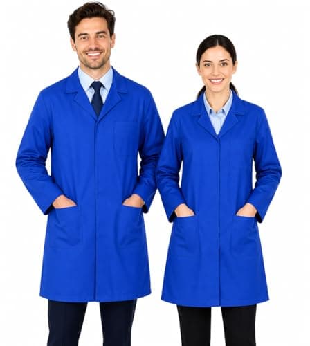 Image of IBEX Unisex-Adult Poly Cotton Lab Coat for Technician Food Laboratory Warehouse Workwear Doctors Students Lab Work, Royal Blue, 4XL