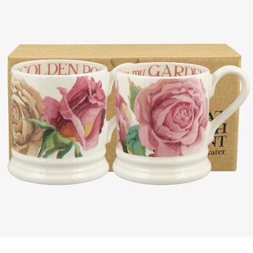 Image of Emma Bridgewater Set of 2 Mugs, Large Mug 1/2 Pint, Stoneware Ceramic Coffee Cup, Stoneware Mug, Cappuccino, Latte, Coffee - Beautiful Mugs, Birthday Gift - Coffee Mug Roses