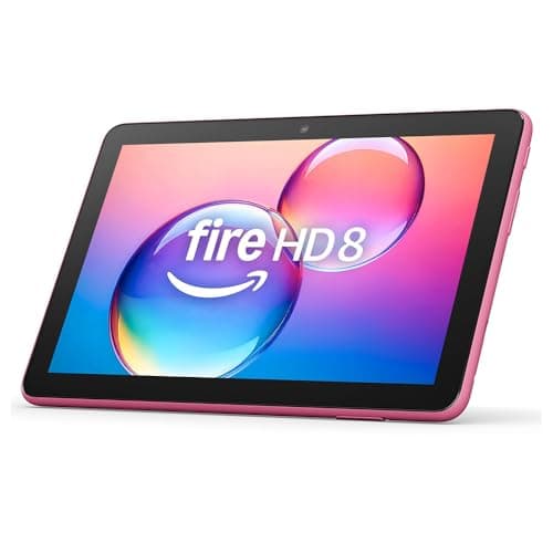 Image of Amazon Fire HD 8 tablet (newest gen), 8" HD Display, 3 GB memory, 32 GB, designed for portable entertainment, Hibiscus, (2024 release) – with ads