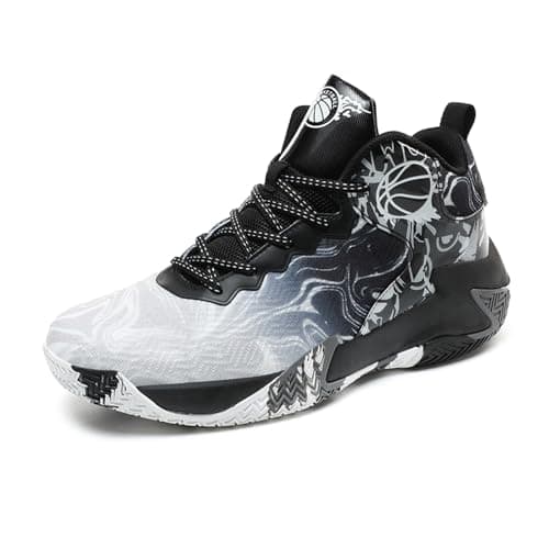 Image of Mens Basketball Shoes High Top Casual Shoes Athletic Walking Mesh Comfortable Sports Shoe for Men Running Outdoor Fashion Lightweight Sneaker Black