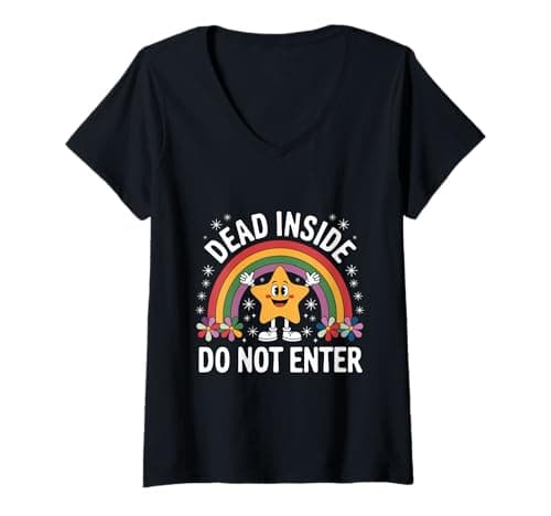 Image of Womens Funny Dead Inside Do Not Enter V-Neck T-Shirt