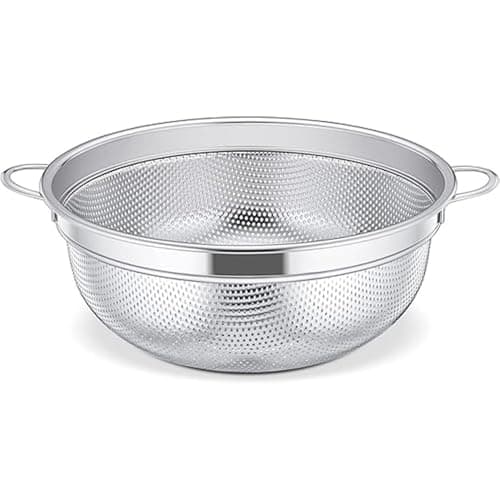 Image of Roysmart Stainless Steel Pasta Strainer, 20 cm Multi-Purpose Colander for Draining, Rinsing, Straining Pasta, Vegetables, Fruits, Rice