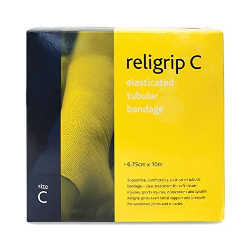 Image of Reliance Medical Religrip Elasticated Tubular Bandage - Supportive and Comfortable for Soft Tissue Injuries, Dislocations, and Sprains, C Size, Medium Arms, Small Ankles, 6.75 cm x 10 m
