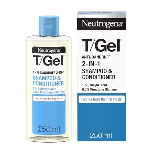 Image of Neutrogena T/Gel 2 in 1 Anti-Dandruff Shampoo and Conditioner (1x 250ml), Shampoo and Conditioner to Help Fight Dandruff From First Wash, Haircare for Soft, Shiny Healthy-Looking Hair and Scalp