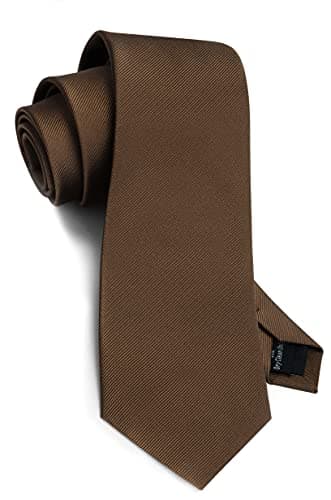 Image of Solid Wedding Ties for Men Classic Dark Brown Silk Tie 8cm Formal Necktie (UK0791-22)
