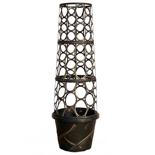 Image of YouGarden Tower Pot Flower Planter with Trellis Frame for Climbing Plants, Support Frame Cage Plant Pot for Gardens, Patios or Indoors Perfect for Climbing Plants in Gardens