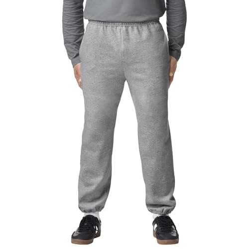Image of GILDAN Men's Fleece Elastic Bottom Sweatpants With Pockets, Style G18100 Pants, Sport Grey, M UK