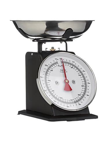 Image of Premier Housewares Retro Kitchen Scales with Bowl Stainless Steel Food Cooking Scales 5kg Food Scales Weighing Kitchen Scale Bowl Black 26x22 x21