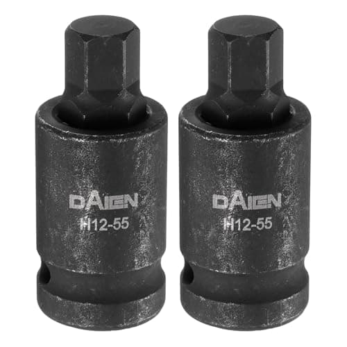 Image of sourcing map 2pcs H12 Hex Bit Socket 55mm/2.17" Length 1/2" Square Drive Metric Extension Impact Bit Power Nut Driver Set S2 Steel Socket Ratchet Wrench Bits, Black