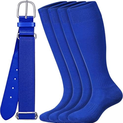 Image of ROLVNHTV Kids Baseball Socks and Belt Royal Blue Combo Set Adjustable Multisport Softball Belts with Sock Elastic Waist Belt