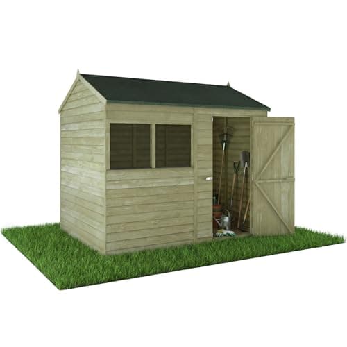 Image of WALTONS 8 x 6 Overlap Storage Shed | Reverse Apex Roof | 7mm Overlap Cladding | Wooden Garden Storage Shed | 10 Year Anti Rot Guarantee | 8 x 6 8ft 6ft