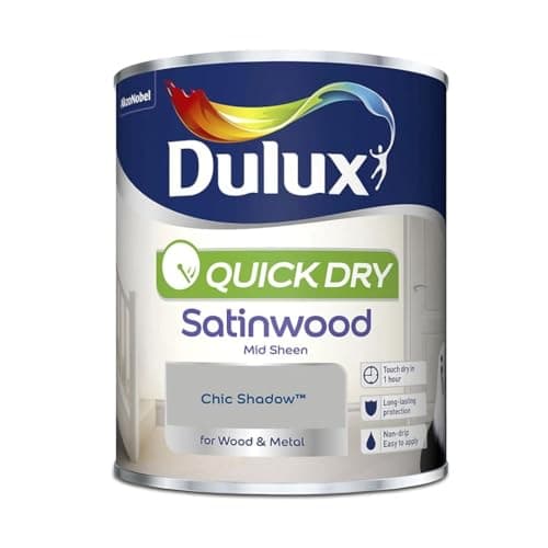 Image of Chic Shadow Quick Dry Satinwood Paint 750ml | Interior Wood and Metal Paint | Durable Mid Sheen Finish | Fast Drying Trim Paint for Doors Skirting Boards Cupboards and Furniture