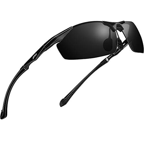 Image of ATTCL Sunglasses man Polarized Driving Fishing Golf Sports Glasses Al-Mg Metal Frame Ultra Light 8585 Black UV400 CAT 3 CE