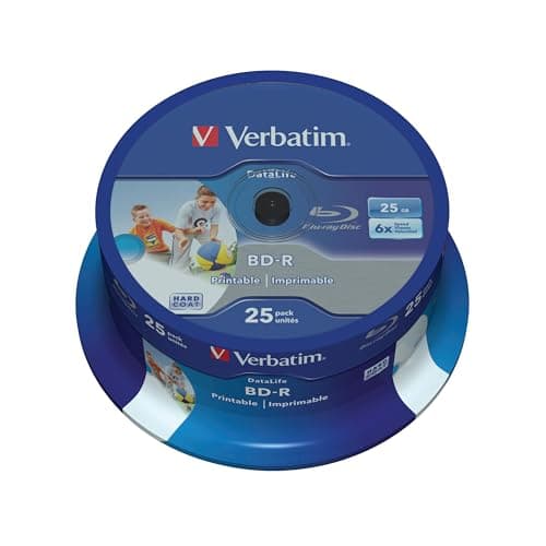 Image of Verbatim 43811 25GB 6x BD-R SL Datalife Inkjet Printable - 25 Pack Spindle