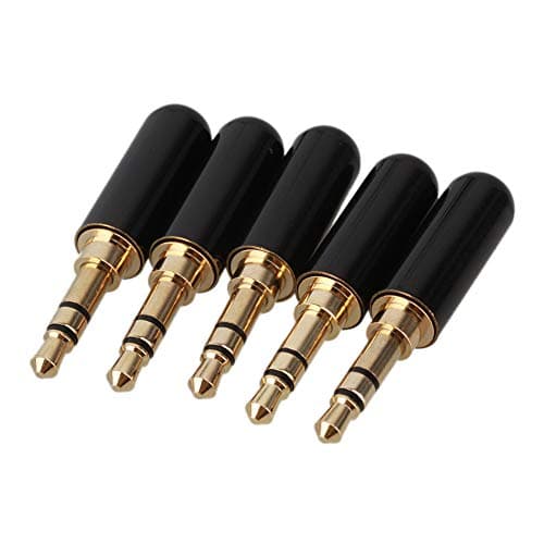 Image of Mxfans 5pieces Black 3.5mm Male Plug Mini Jack 3 Pole Stereo Repair Audio Connector