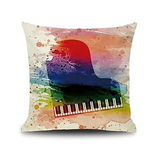 Image of Lieson Throw Cushion Covers, 1PCS Cushion Cover 18x18 Inches 45x45CM Piano Keys Outdoor Cushions Covers Multicolor, Linen
