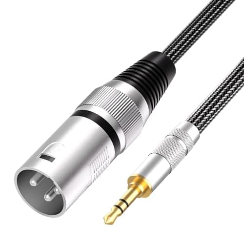Image of Tisino 3.5mm Mini jack to XLR Cable Unbalanced 1/8 inch Aux Stereo to XLR Male Adapter Microphone Cord - 3m