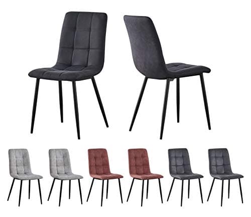 Image of mcc direct Set of 2 Faux Matte Suede Leather Dining Chairs With metal Legs home& restaurants henri (Black)