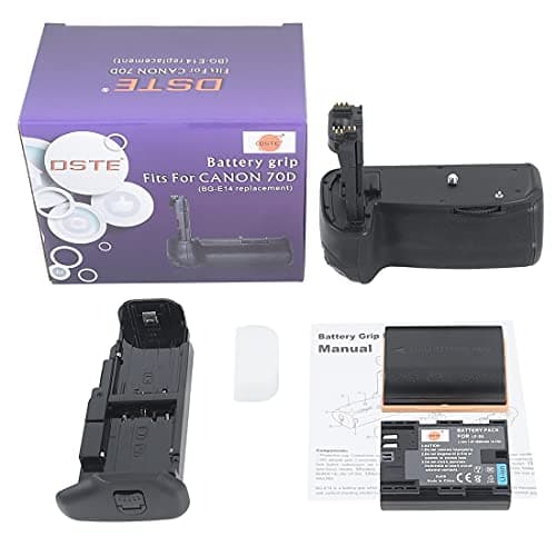 Image of DSTE BG-E14 Vertical Battery Grip + 2pcs LP-E6 Battery Compatible with Canon EOS 70D 80D Camera
