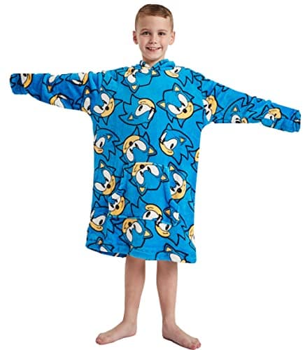 Image of Kids Essentials Boys Sonic the Hedgehog Oversized Fleece Hoodie Hoody Sweatshirt (Sonic the Hedgehog, One Size)