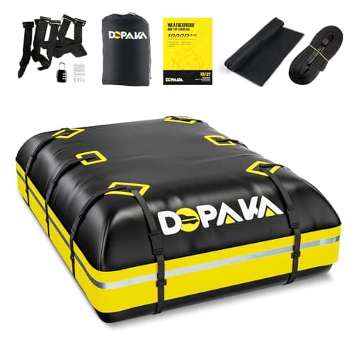 Image of Rooftop Cargo Carrier Bag,100% Waterproof Heavy Duty 1000D Car Top Carrier,21 Cubic Feet Car Roof Bag for All Vehicle with/without Rack,Anti-Tear Anti-Slip Mat, Luggage Lock,6 Door Hooks