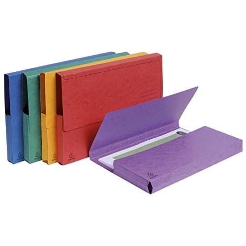 Image of Exacompta - Ref 4790E - Document Wallets - 240 x 320mm in Size, Suitable for A4 Documents, 30mm Expansion Gusset, 300gsm Mottled Pressboard - Assorted Colours (Pack of 5)