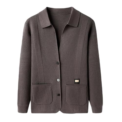 Image of Generisch Men's Lightweight Warm Sweat Jacket Winter Knitted Coat Thick Casual Jacket V Neck Wool Jacket with Zip Winter Coat Long Sleeve Cardigan Breathable Business Jacket