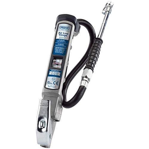 Image of Draper 16234 Professional Air Line Inflator with Twin Connectors, 12.6cm x 7cm x 33.8cm, Blue