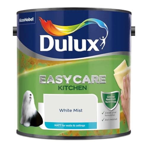 Image of White Mist Dulux Easycare Kitchen Matt Emulsion Paint 2.5L – Grease & Stain Resistant, Washable Matt Finish, Durable Interior Paint for Kitchen Walls & Ceilings
