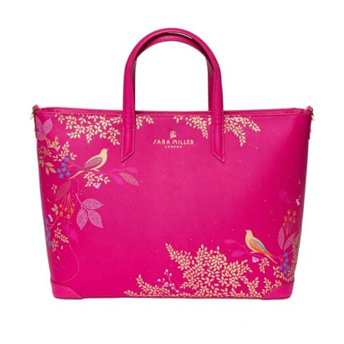 Image of Sara Miller London Tote, Women's Bag for Work, Travel, Laptop, Shoulder Handbag with Zipper Closure, Medium, Chelsea Pink