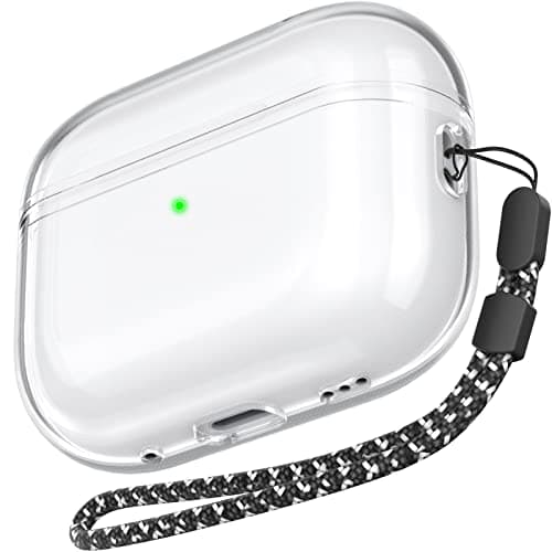 Image of AhaStyle Clear Airpods Pro 2 Case (USB-C/Lightning Cable) [Anti-Yellowing] Soft TPU Protective Covers Skin Come with Hand Strap Designed for Apple AirPods Pro 2nd Gen 2024/2023/2022 Charging Case