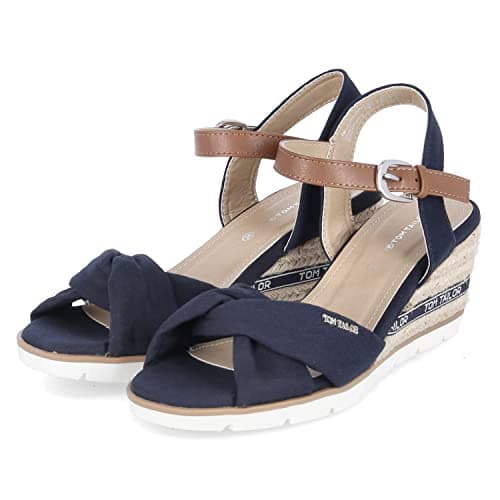 Image of Tom Tailor Women's 5390407 Wedge Sandal, Navy, 7.5 UK
