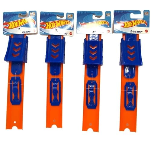 Image of Hot Wheels Ramp Track Builder Parts Lot Of 4 Straight 10” Long + 4 Connectors