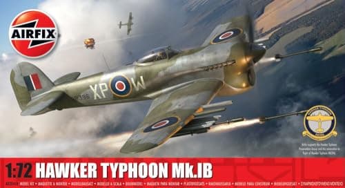 Image of AIRFIX - Standard Model Set - A02041B Hawker Typhoon Mk.IB Model Building Kit - Plastic Plane Kits for Adults & Children 8+, Set Includes Sprues & Decals - 1:72 Scale