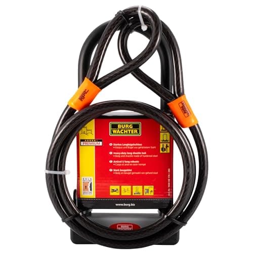 Image of Burg Wächter Unisex's 1600 HB KIT Gold Sold Secure Bicycle D Lock, Black, Large-2.1M Cable