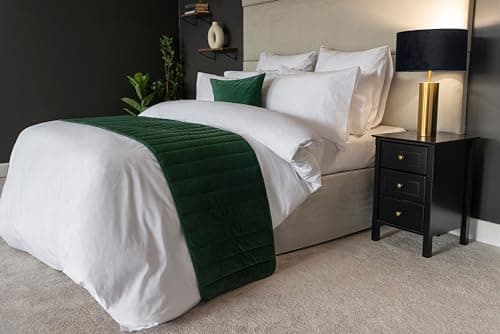 Image of Belledorm Verona Luxury Faux Suede Quilted Bed Runner in Emerald Green
