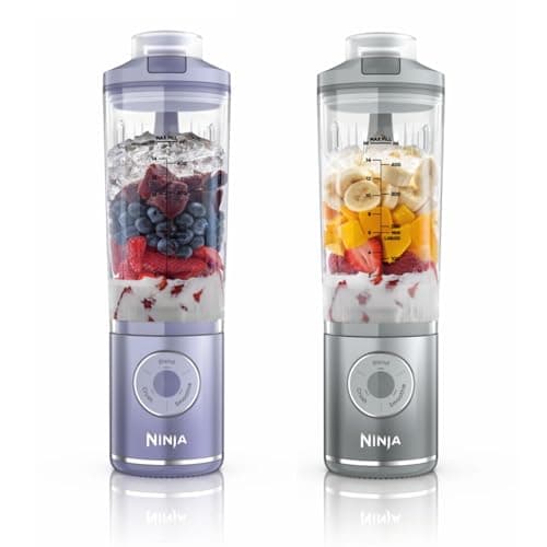 Image of Ninja Blast Max Portable Blender 2-Pack, 570ml, Rechargeable Battery, Blending Cup & Leak-proof Lid, Makes Smoothies, Protein Shakes, Blend Ice & Frozen Fruit, Lavender/Silver Blast, BC251UKLS