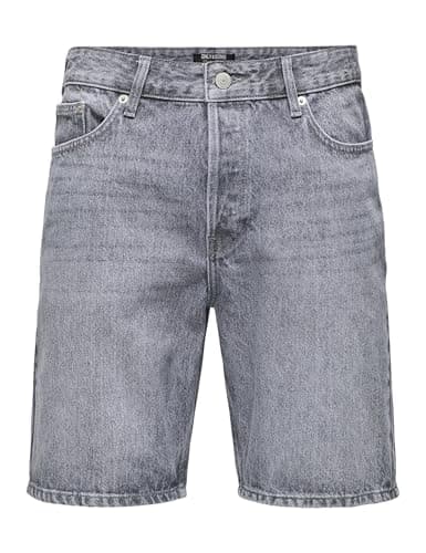 Image of ONLY & SONS ONSEDGE MG 2042 AZG DNM Shorts, Medium Grey Denim, XL