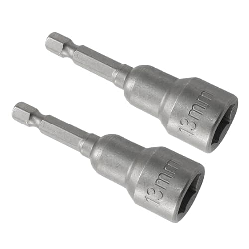 Image of Cjueiom 2pcs 1/4" Quick-Change Hexagon Socket, 13mm Metric Nut Drivers Hex Shank Magnetic Nut Setter Driver Drill Bit Set, 65mm Length Nut Extractor Socket Set for Electric Screwdriver Handle Tools