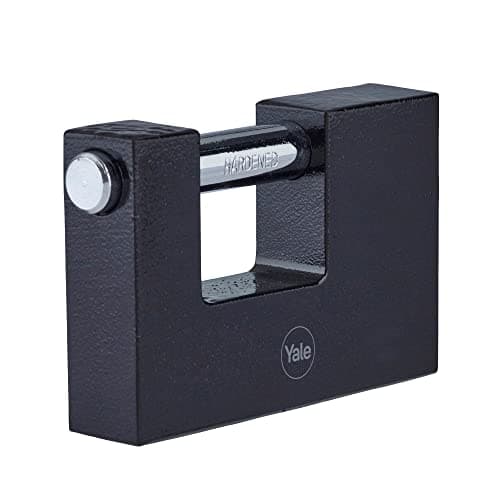 Image of Yale Iron Shutter Padlock 90mm - Black - Hardened Steel shackle - Outdoor use