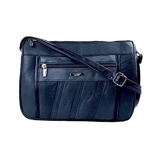 Image of Woodland Leathers Crossbody Bags For Women, 100% Genuine Leather Shoulder Bag With Adjustable Strap, Multi Compartment Crossover handbags for women in Navy, Black, Red and Grey (Navy)