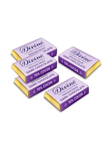 Image of Divine 70% Dark Chocolate Mini Bars 100 x 4.2g – Fairtrade Dark Chocolate – Bite Size Treats – Ethical Premium Chocolate