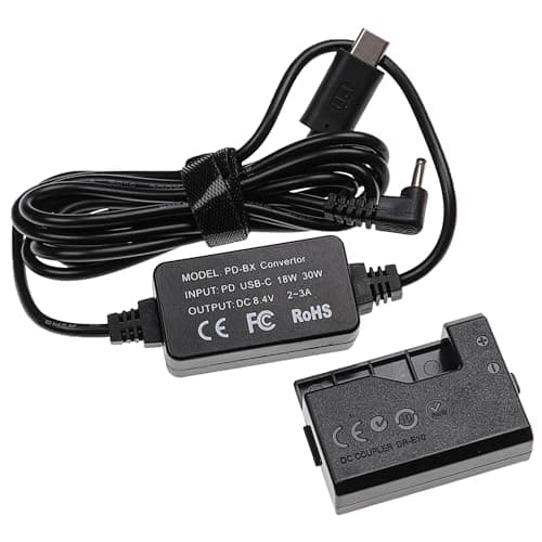 Image of vhbw USB Mains Power Adapter compatible with Canon EOS 1200D, 1100D, 1300D Camera - Power Cable + DC Coupler (Replacement for Canon DR-E10), 2 m