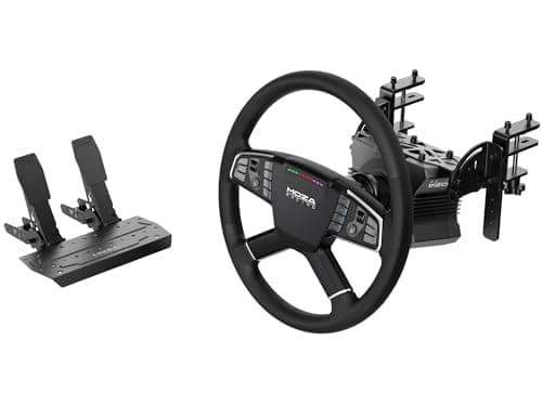 Image of MOZA Trucking Bundle 4PCS PC Gaming Racing Simulator Kit: R5 5.5Nm Direct Drive Wheel Base, 400mm TSW Truck Wheel, SR-P Lite Pedals and Wheel Clamp for PC, Black