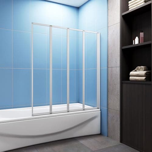 Image of Simple Bathrooms 4 Fold Folding Bath Shower Screen Panel 800x1400mm