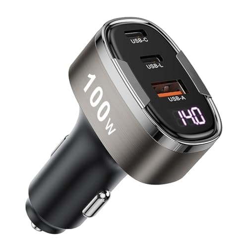 Image of USB C Car Charger Adapter, 100W Cigarette Lighter USB Charger Adapter 12V USB Socket with Voltmeter, Multi Port Car Phone Fast Charge for iPhone 17/Air/16/15 Pro Max Samsung Galaxy