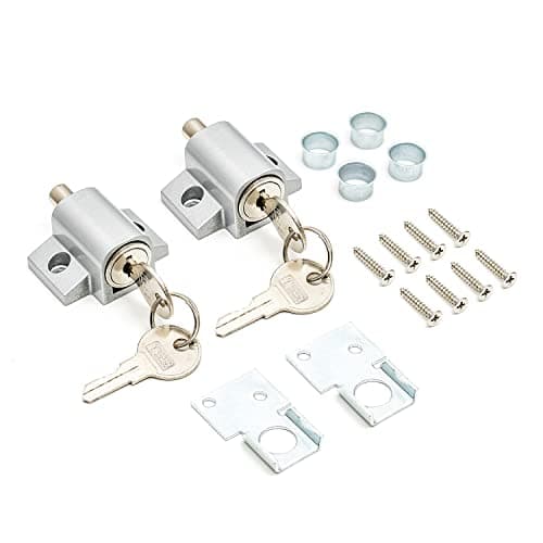 Image of 2 Pcs Silver Sliding Patio Door Lock, Sliding Door Lock for Additional Security. Supplied with Fixtures and Fittings. Universal Lock Suitable for Most Door Types.