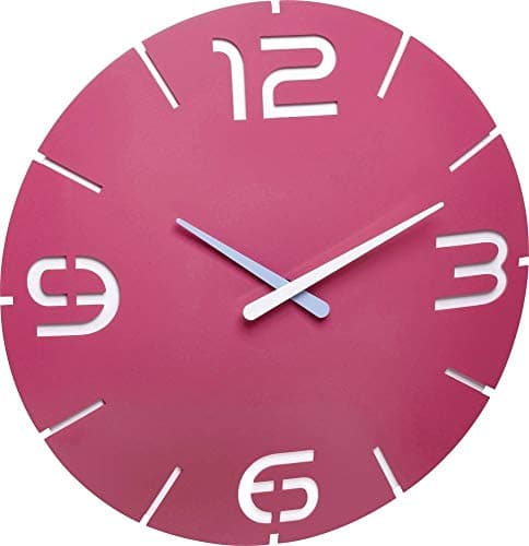 Image of TFA Dostmann Designer Wall Clock CONTOUR, 60.3047.12, two-layered sandwich dial, quartz clock, pink/white