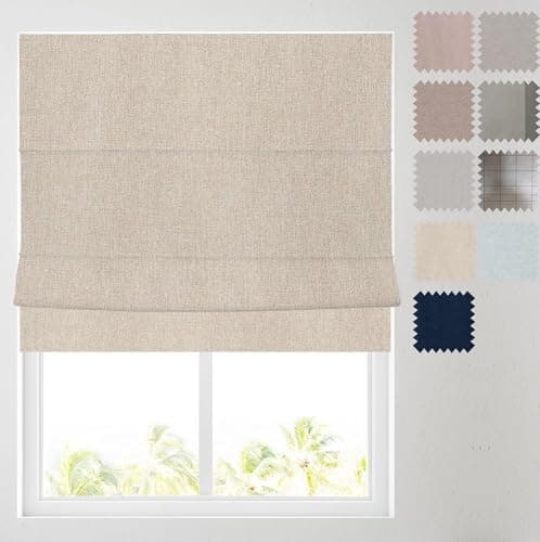 Image of Barnes Blinds - Soft Textured Ara Blackout Roman Blinds -Durable Fittings Easy Fit (Natural 153cm)